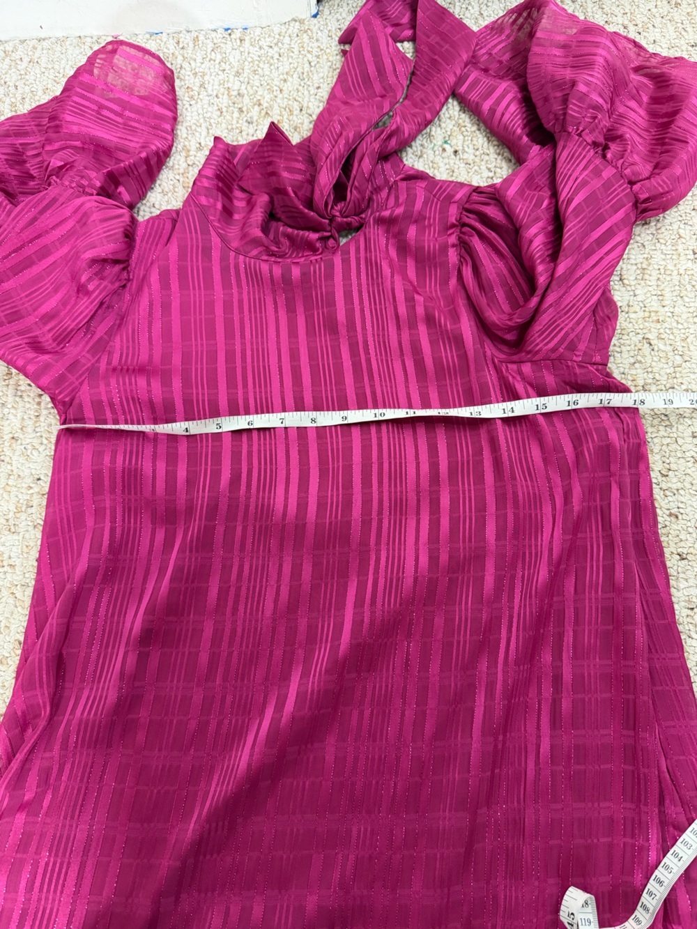 Calvin Klein Fuchsia Tie-Neck Ruffle Dress size 6 - Picture 6 of 8